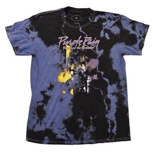 Prince & The Revolution‎ Purple Rain Graphic T-Shirt Tie Dye Purple Black Medium